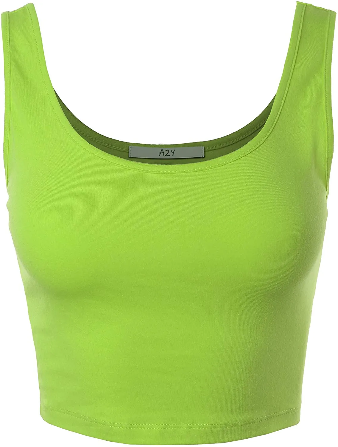 A2Y Women's Fitted Scoop Neck Sleeveless Crop Tank Top