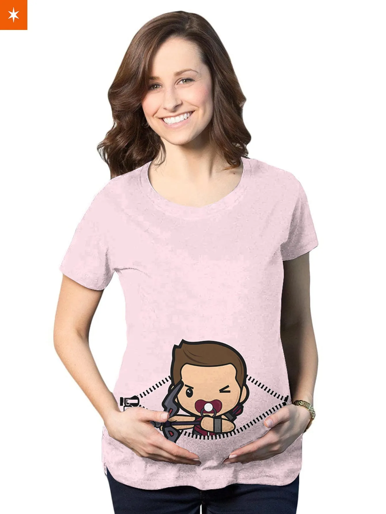 Baby Hawkeye Peeking Maternity T-Shirt