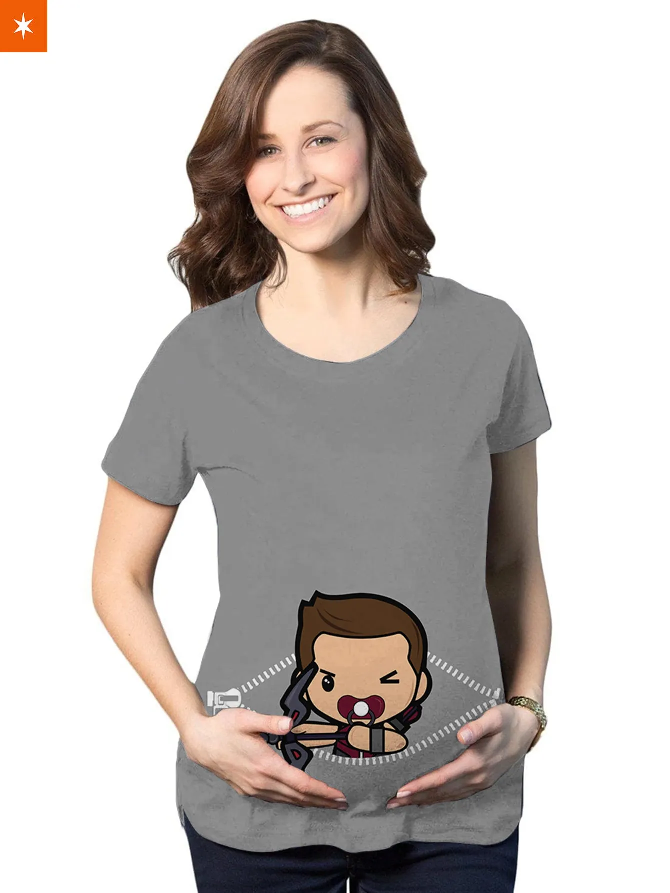 Baby Hawkeye Peeking Maternity T-Shirt