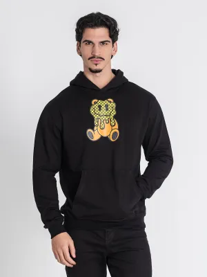 Black Micro Melting Bear Hoodie