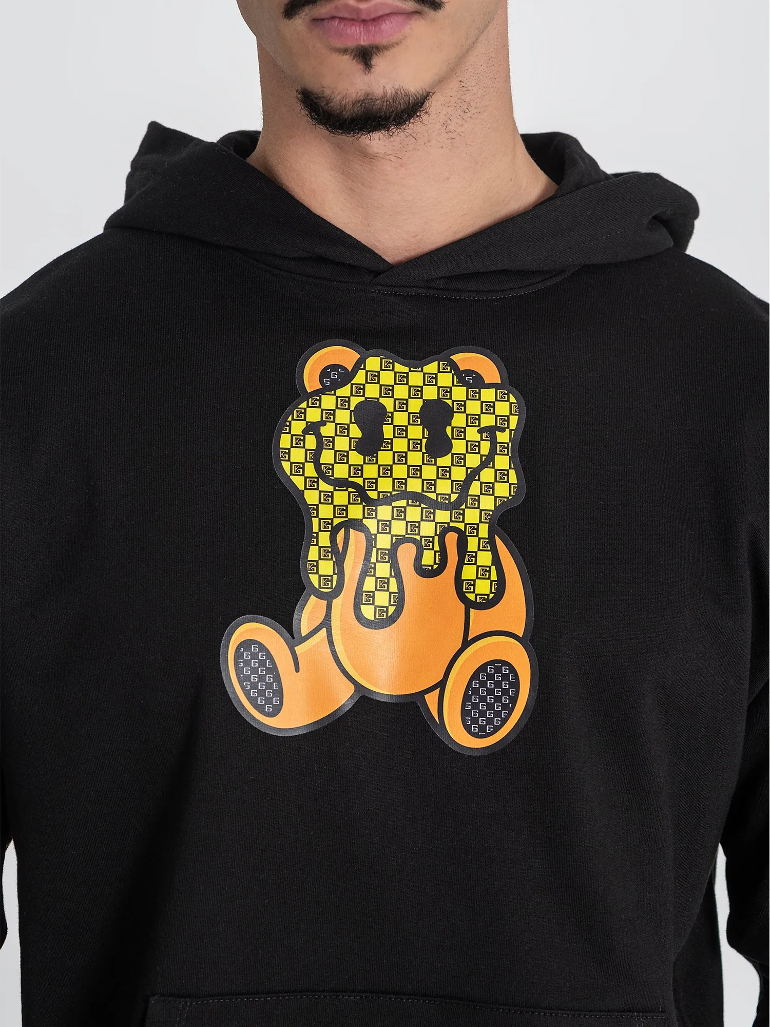 Black Micro Melting Bear Hoodie