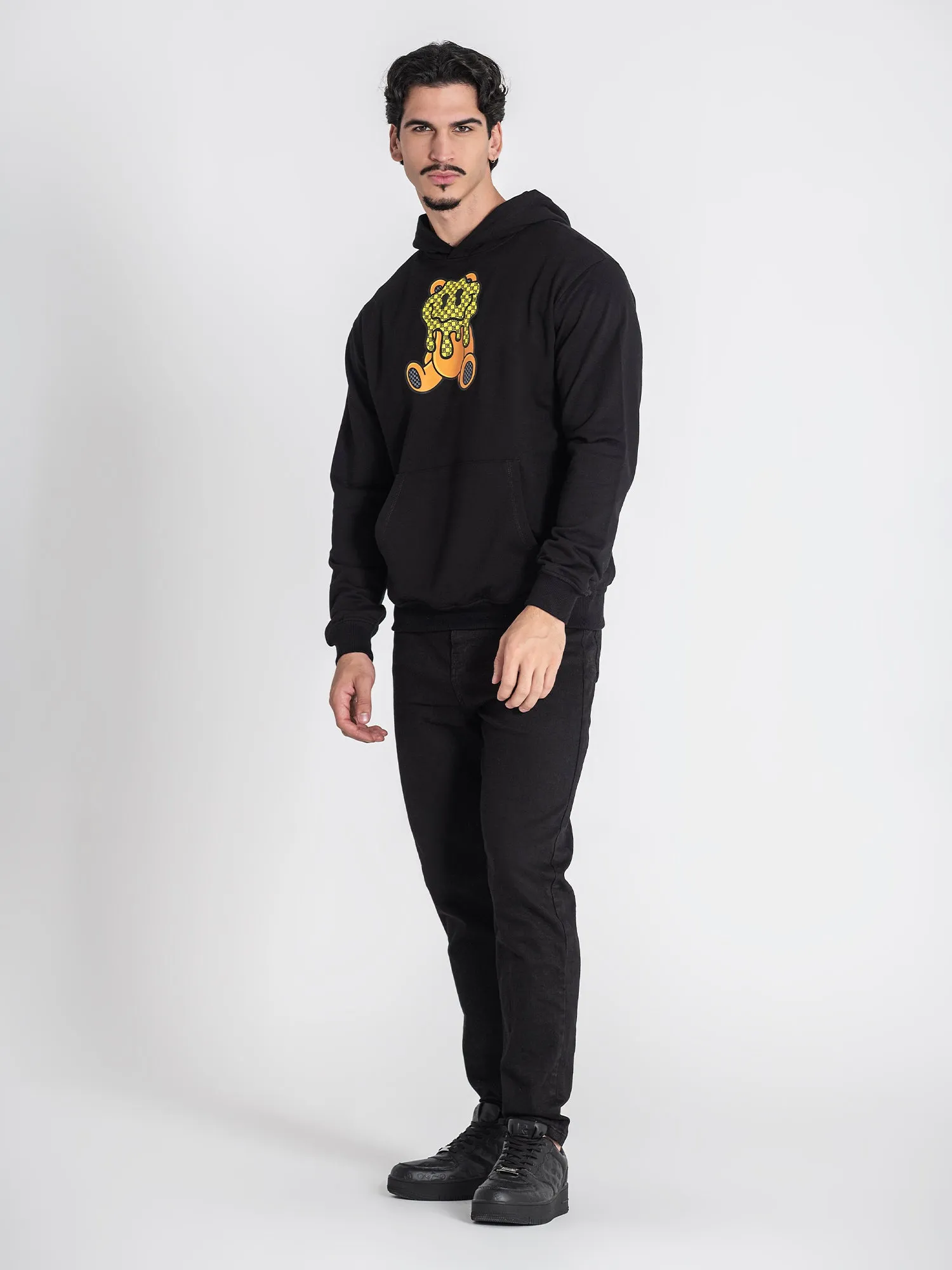 Black Micro Melting Bear Hoodie