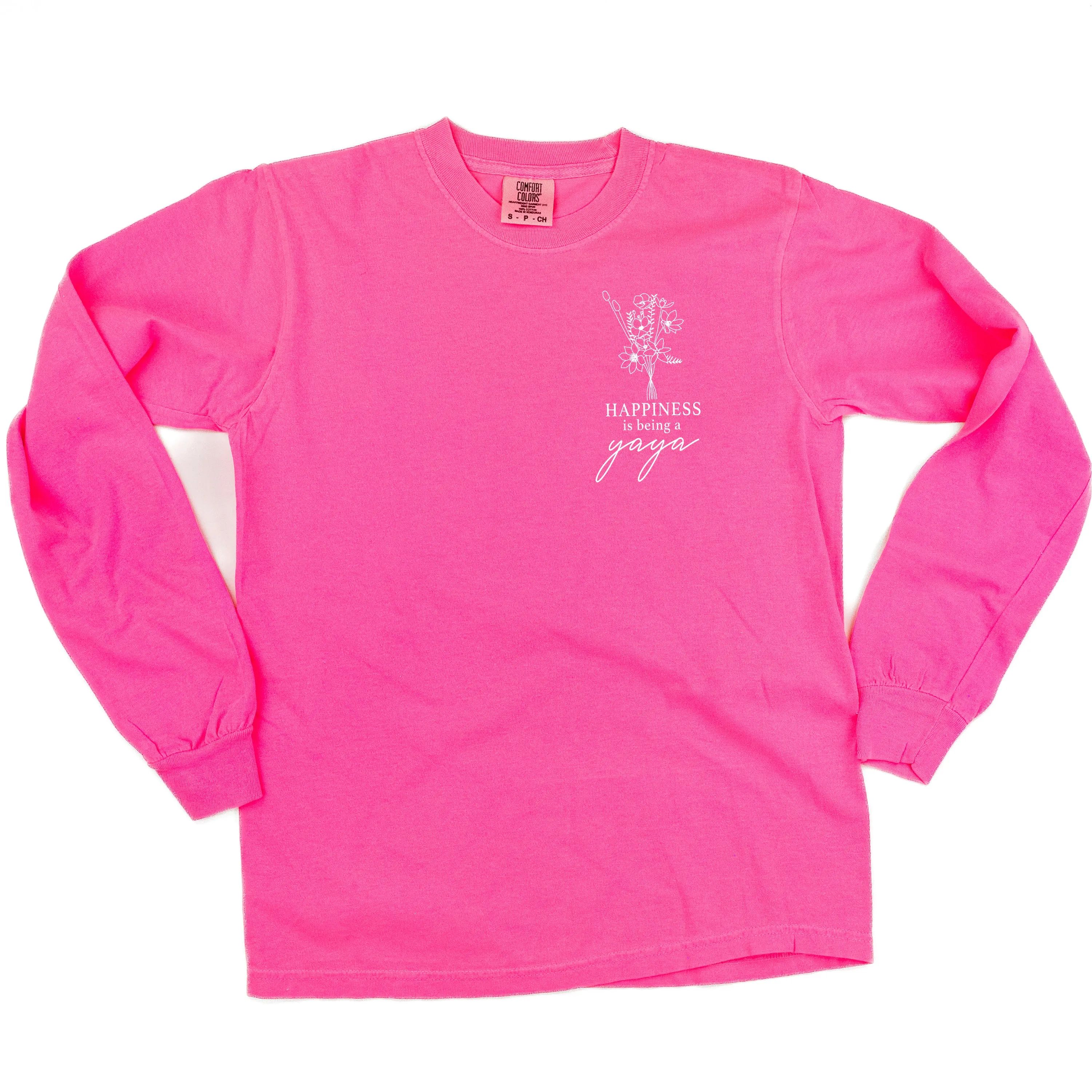 Bouquet Style - Happiness is Being a YAYA - LONG SLEEVE COMFORT COLORS TEE