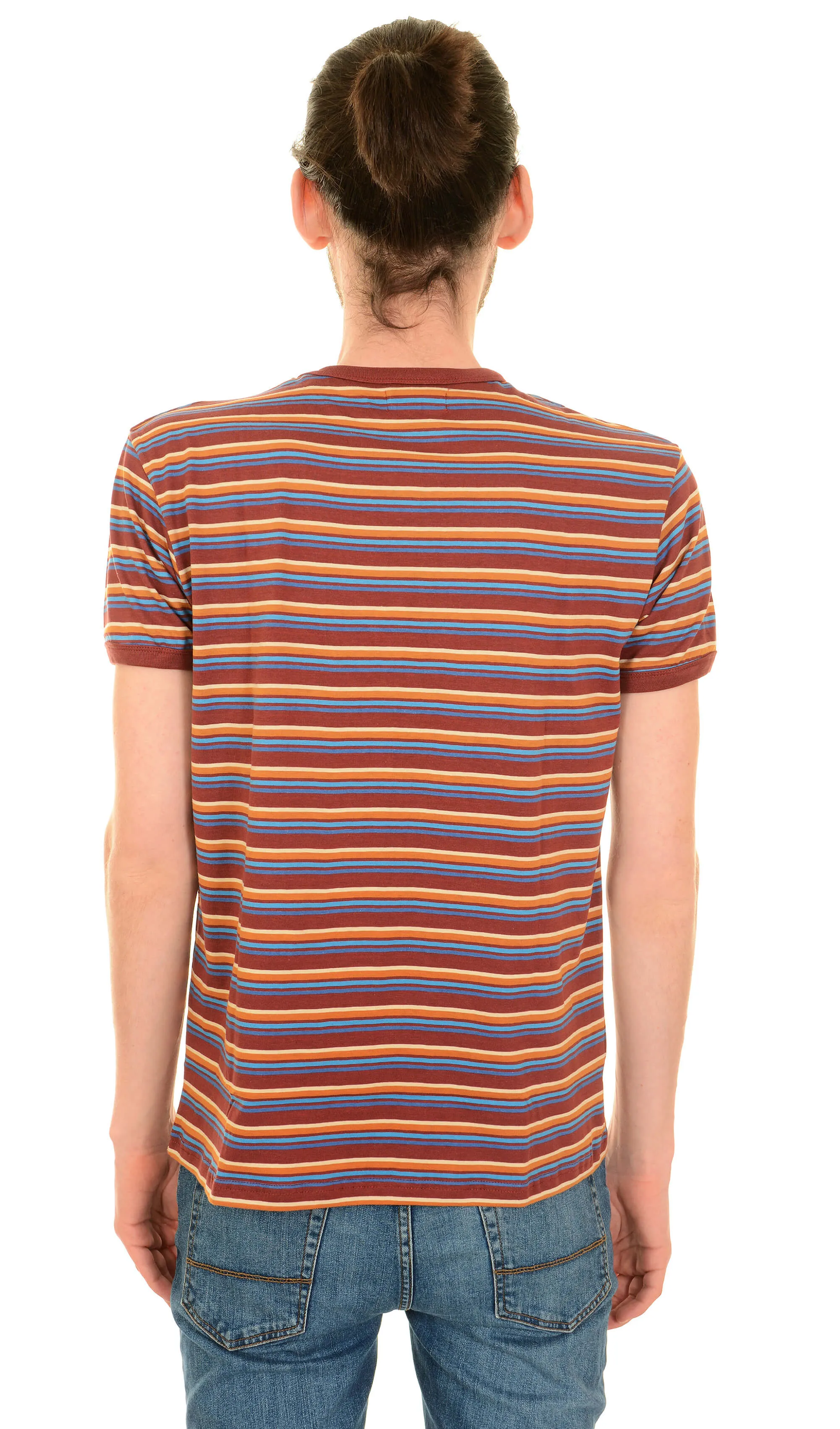 Burgundy Stripe Retro T Shirt