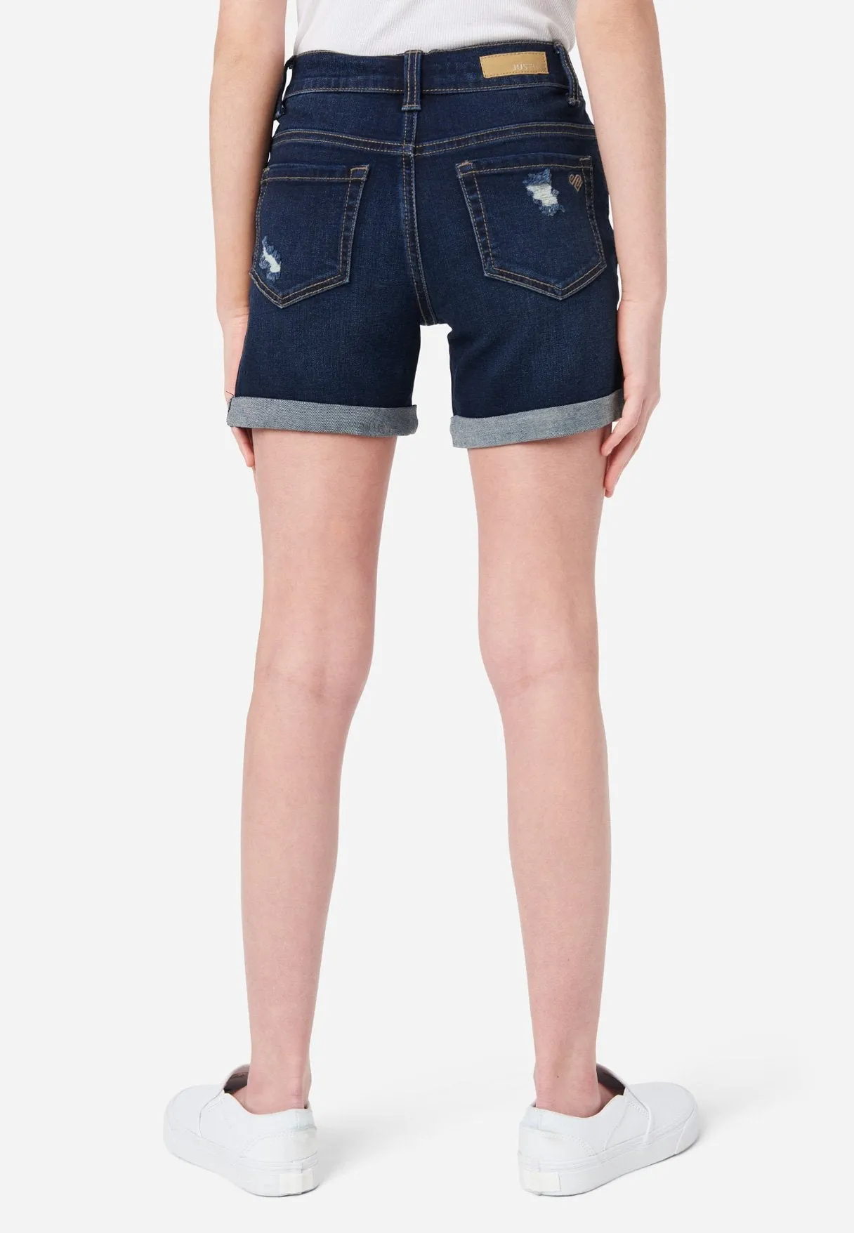 Button-Up Midi Denim Shorts