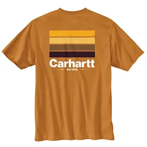 Carhartt 105713 Men's Relaxed Fit Heavyweight Short-Sleeve Pocket Line Graphic - 2X-Large Tall - Golden Oak