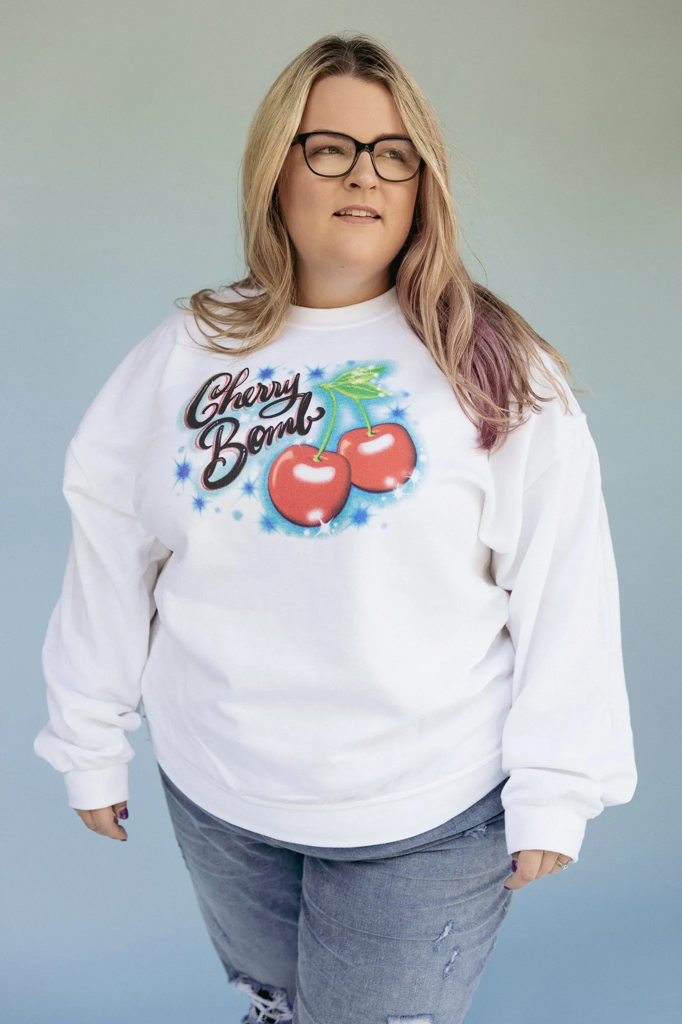 Cherry Bomb Retro Airbrush Vibe Crewneck Pullover 🍒🍒