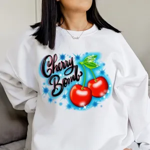 Cherry Bomb Retro Airbrush Vibe Crewneck Pullover 🍒🍒