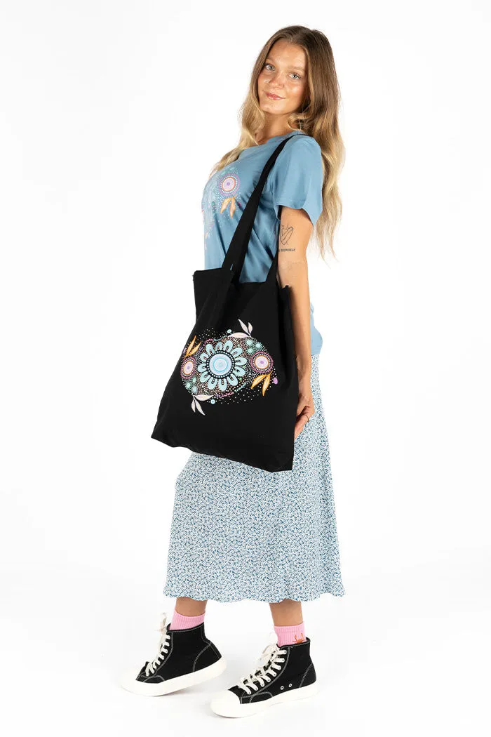 Coastal Country Resources Black Long Handle Cotton Tote Bag