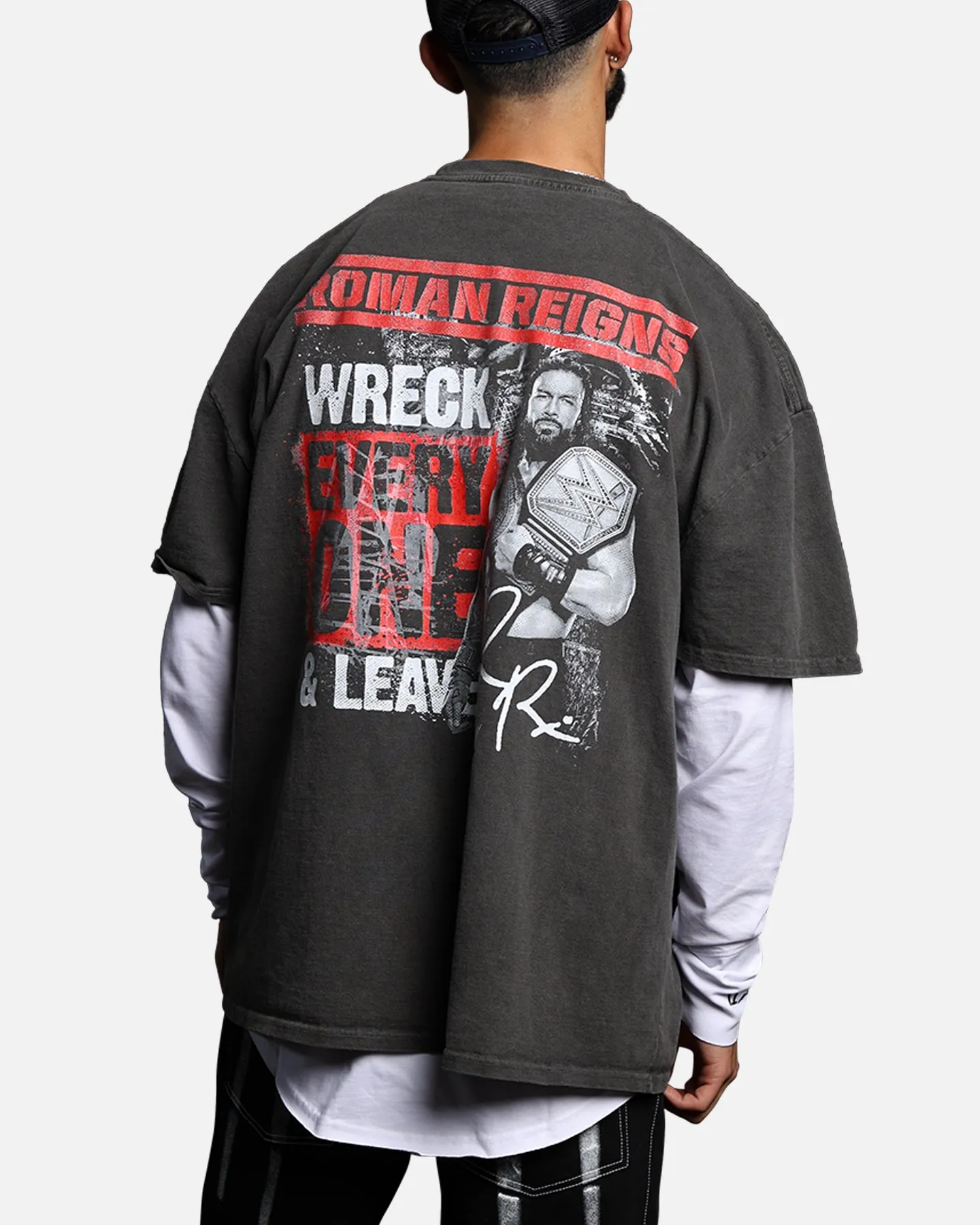 Culture Kings X WWE Roman Reigns Vintage T-Shirt Black Wash