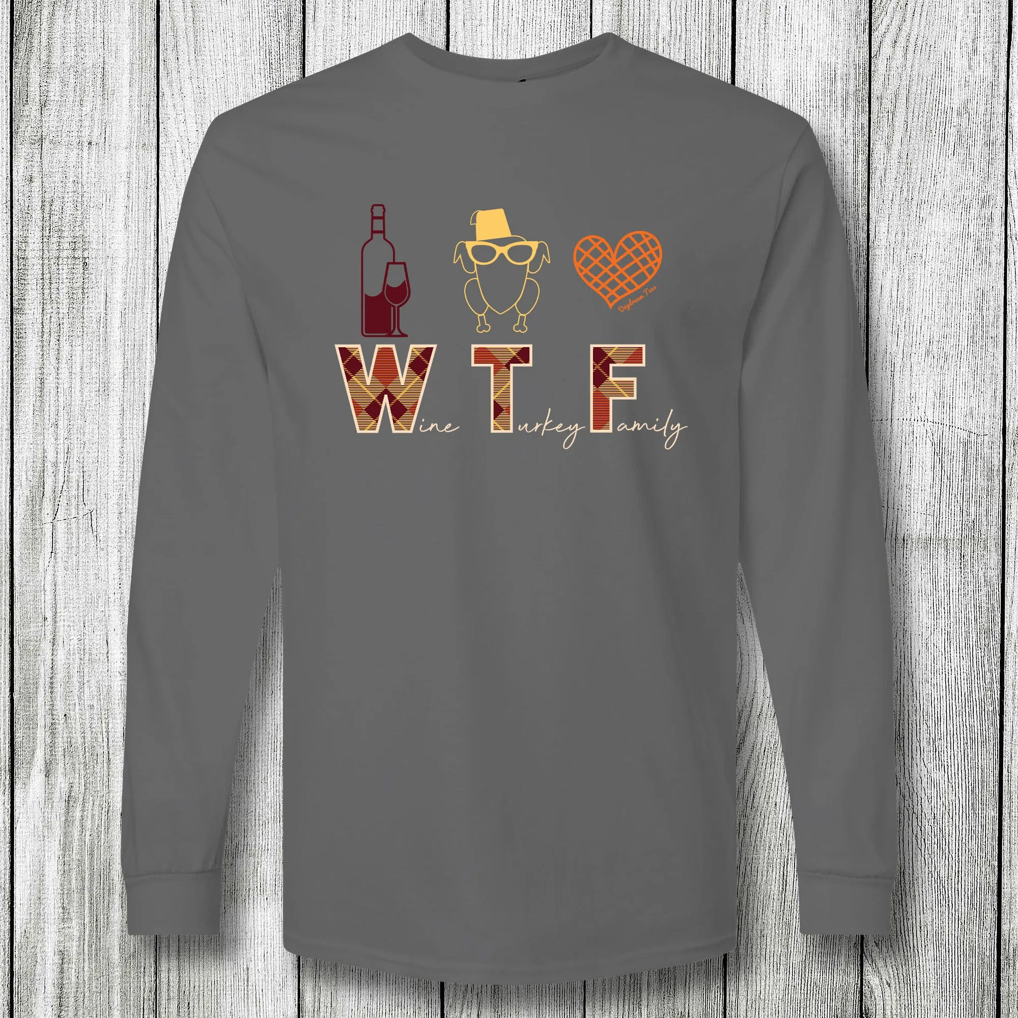 Daydream Tees Wine, Turkey, Family Charcoal LS