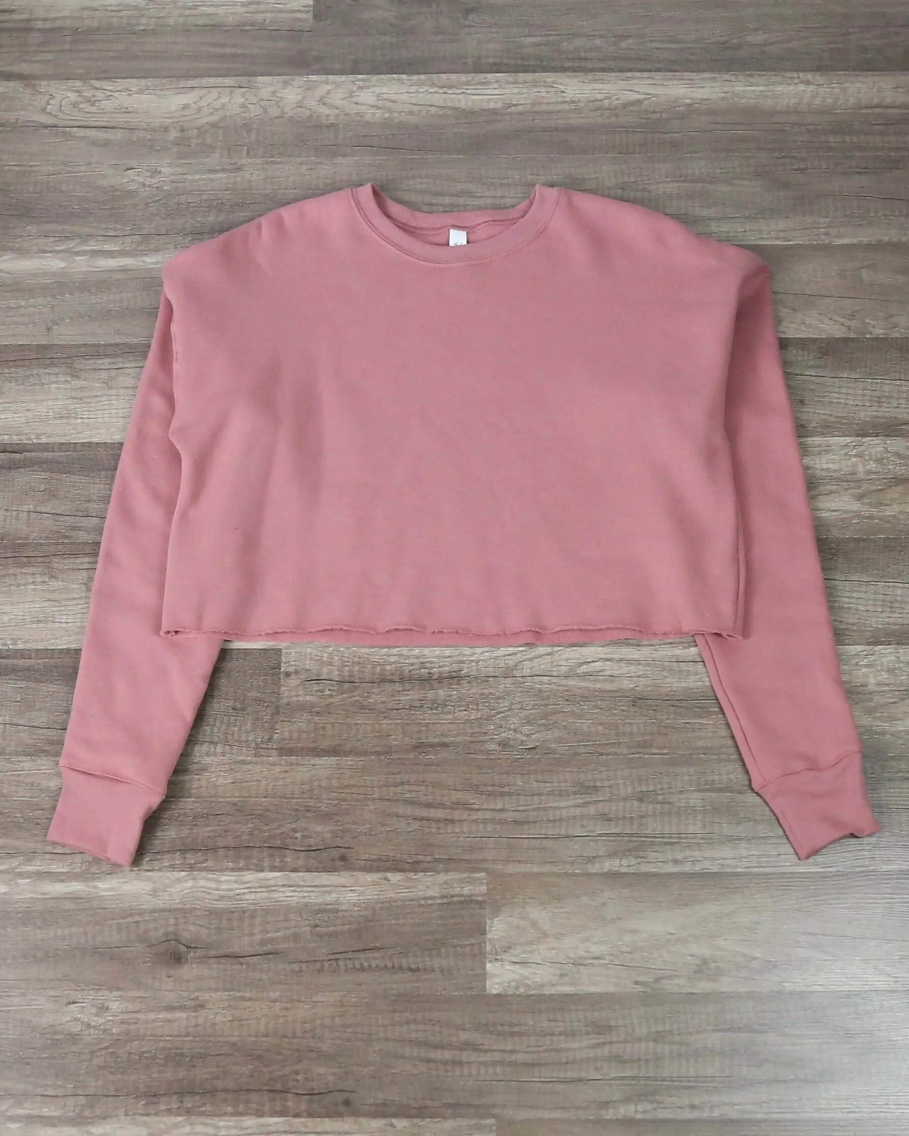 Distracted - Women's Cropped Crew Fleece Sweater in Mauve