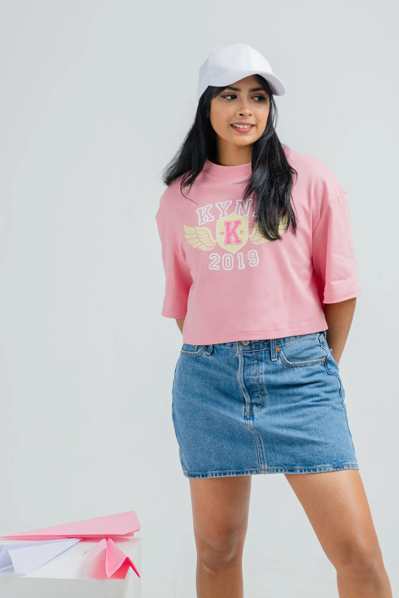 Dream Chaser Pink Oversize Crop T Shirt