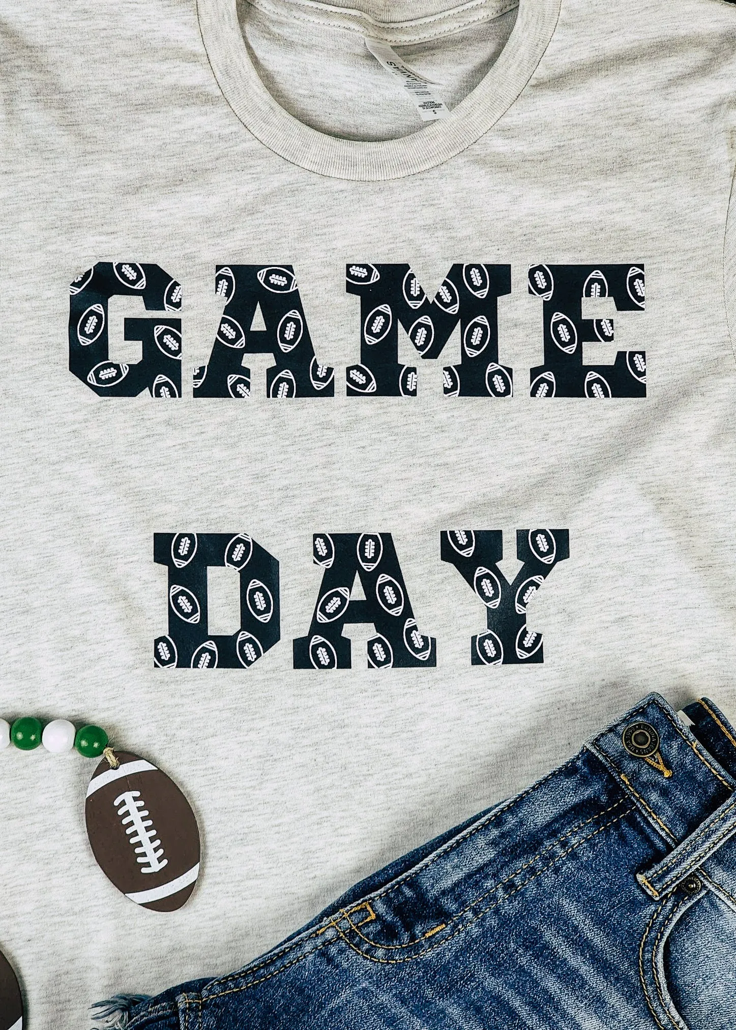 Heather Natural Game Day Short Sleeve Graphic Tee