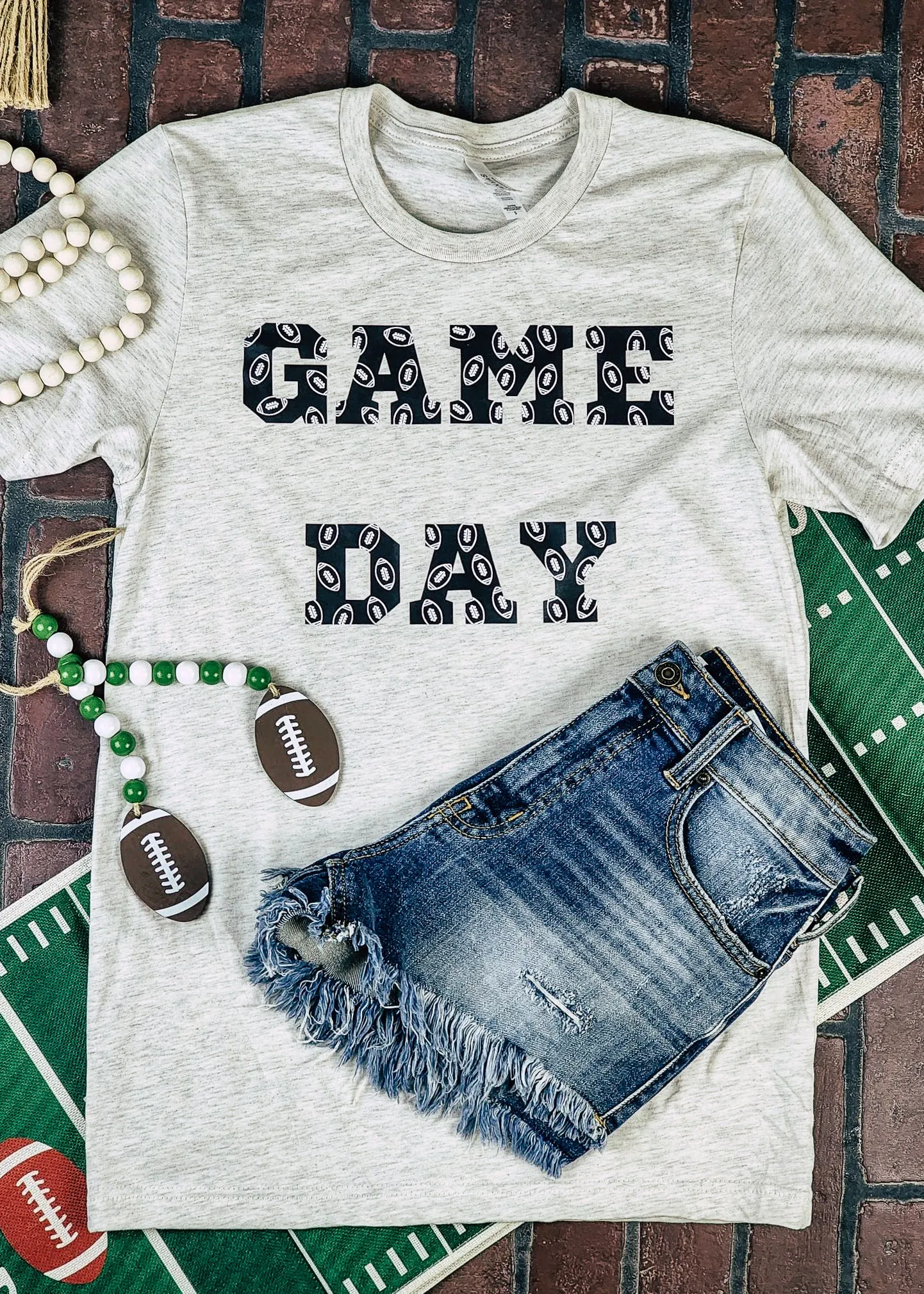 Heather Natural Game Day Short Sleeve Graphic Tee