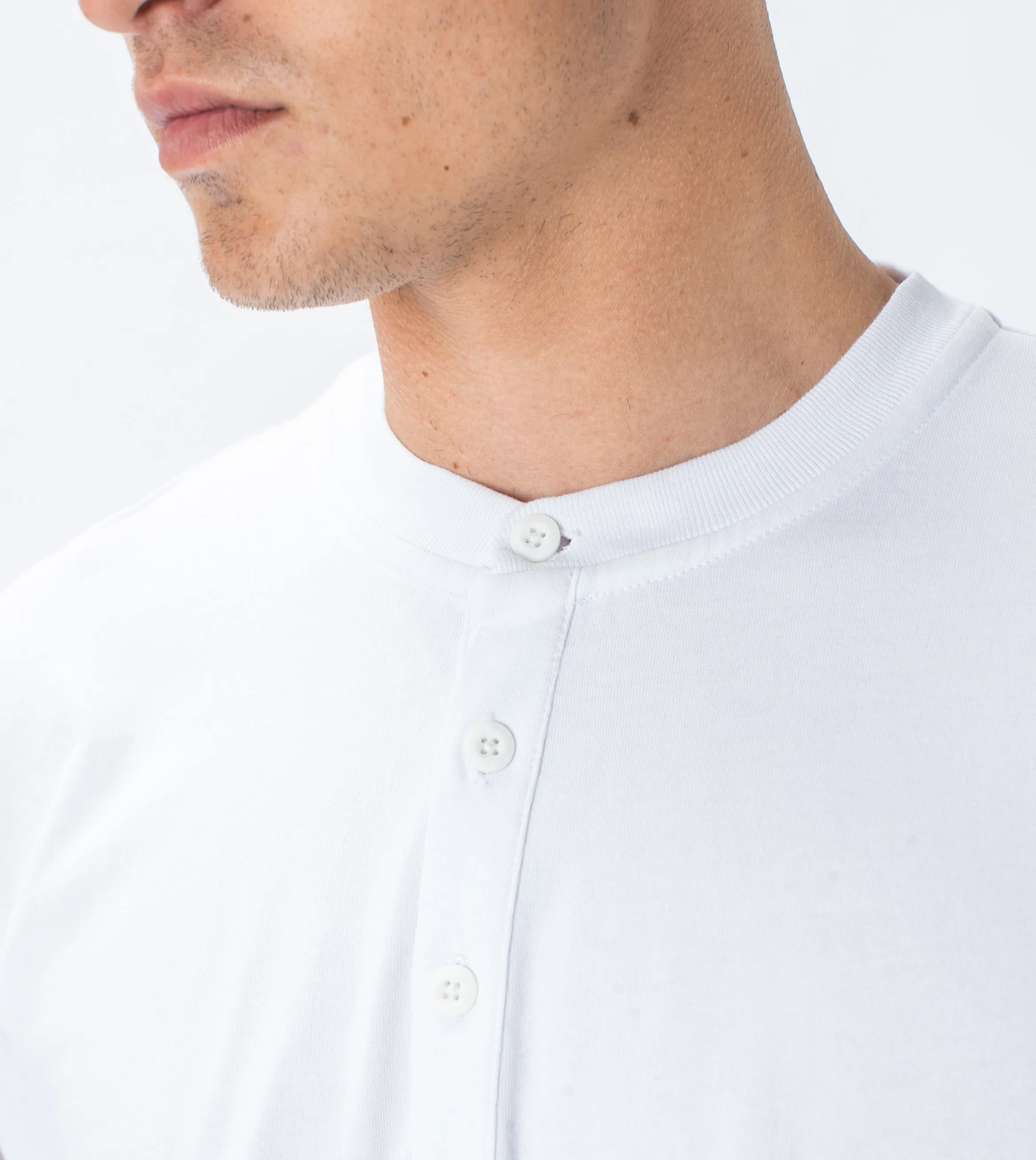 Henley LS Tee White