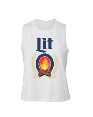 INK "Lit" Racerback Crop Tank - White