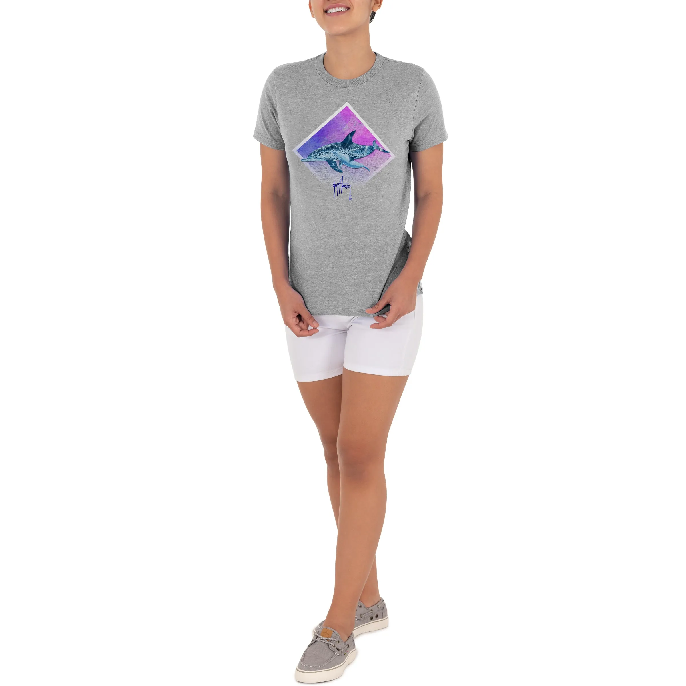 Ladies Dolphin Paradise Short Sleeve Grey T-Shirt