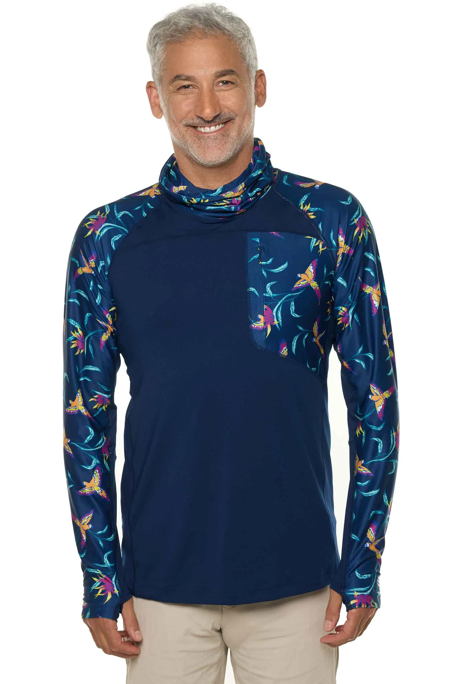 Men's Andros Fishing Tee | Navy Birds of Paradise