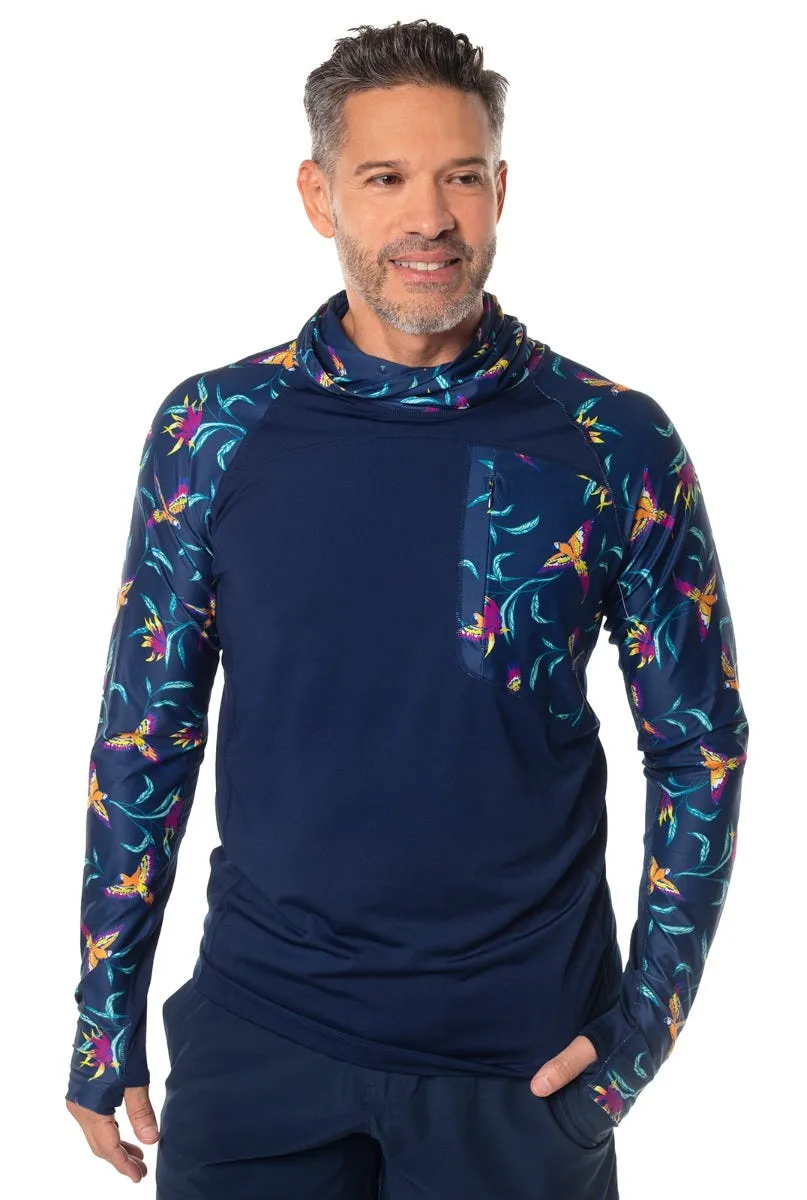 Men's Andros Fishing Tee | Navy Birds of Paradise