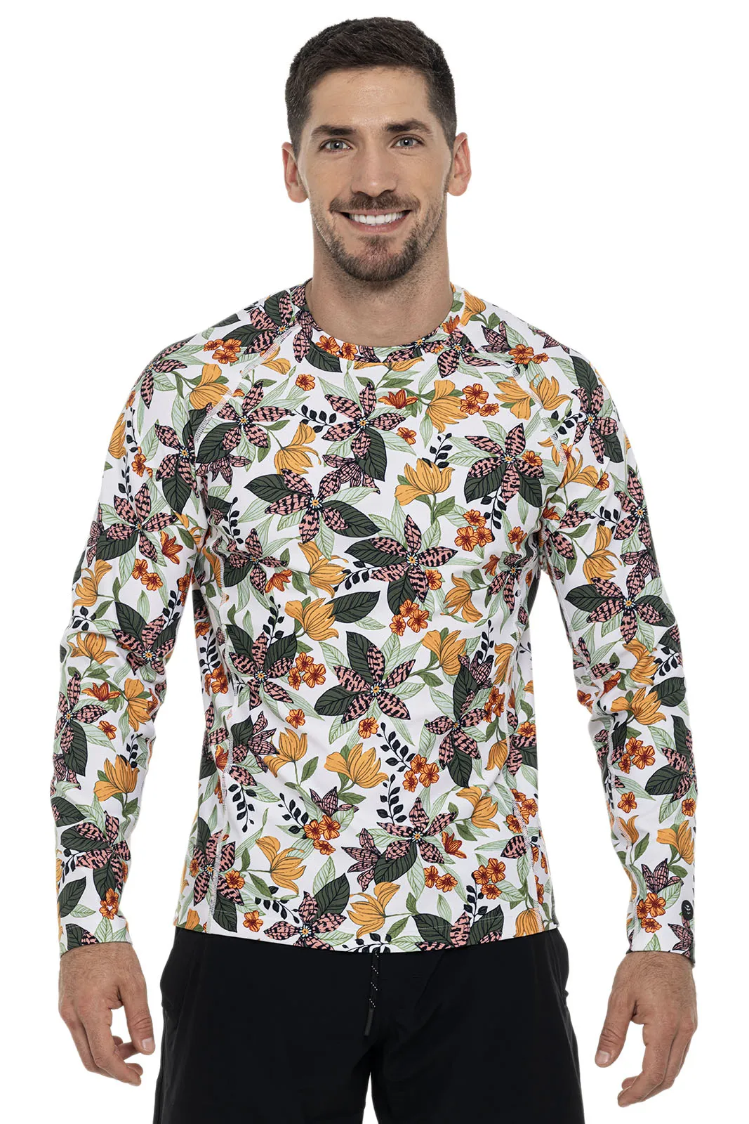 Men's Hightide Long Sleeve Swim Shirt | Apricot Crush Floral Paradise