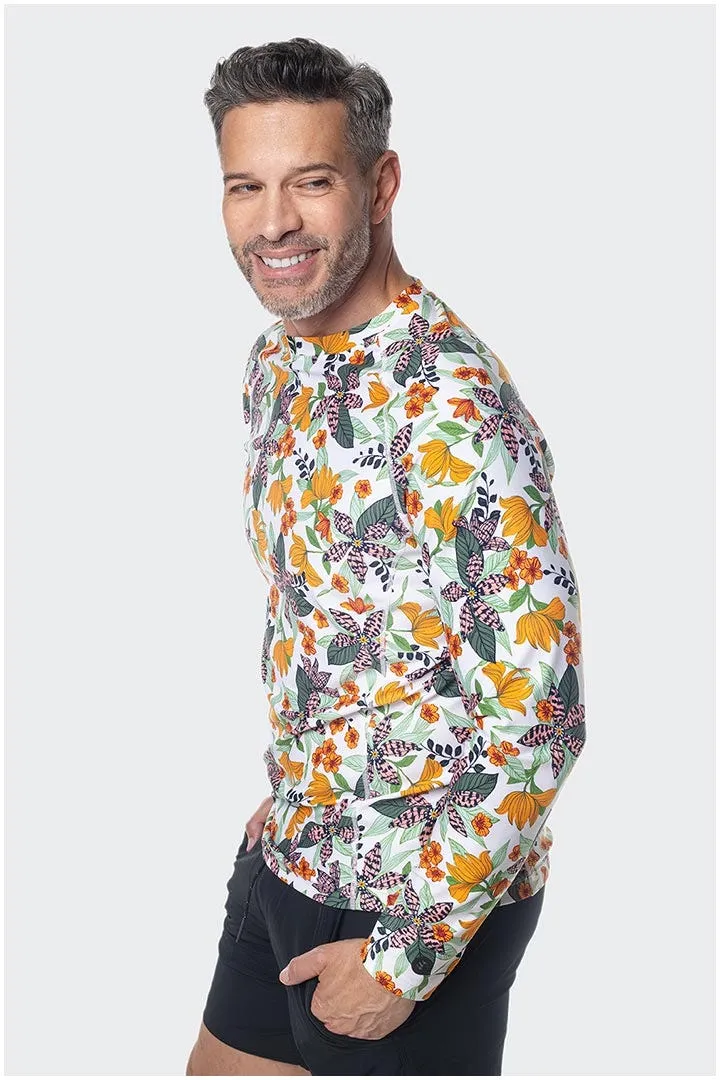 Men's Hightide Long Sleeve Swim Shirt | Apricot Crush Floral Paradise