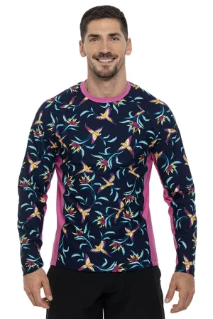 Men's Hightide Long Sleeve Swim Shirt | Navy Birds of Paradise