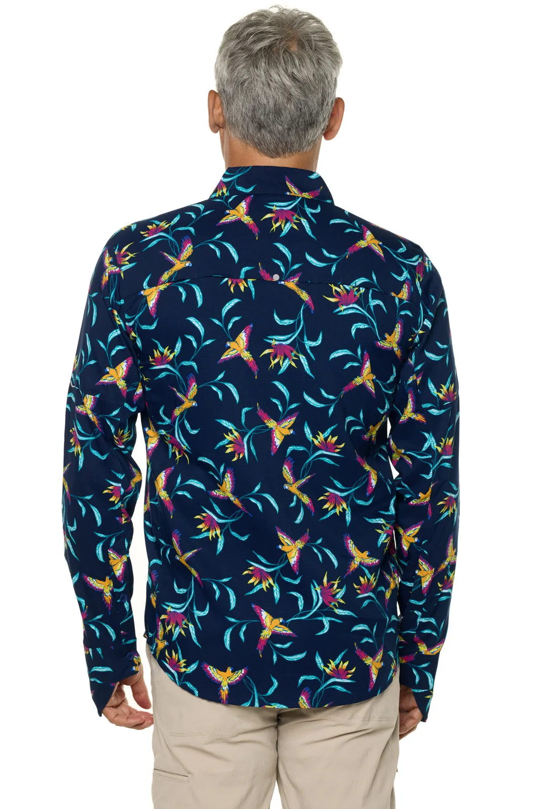 Men's Nassau Fishing Shirt | Navy Birds of Paradise