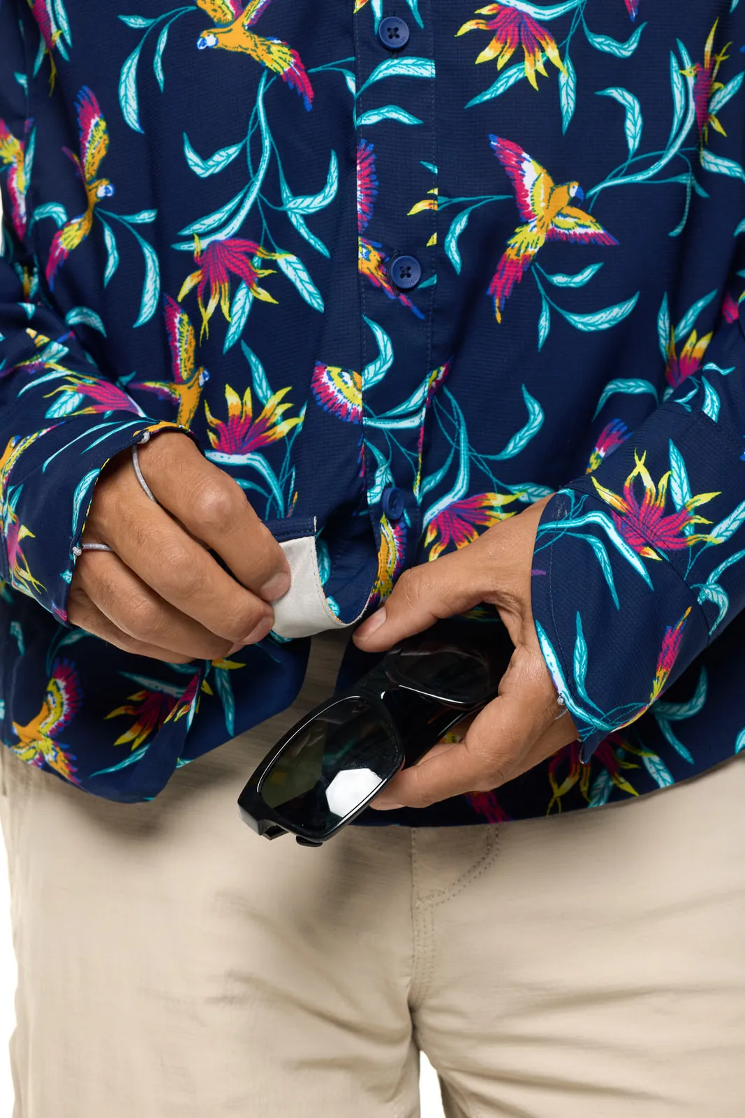 Men's Nassau Fishing Shirt | Navy Birds of Paradise