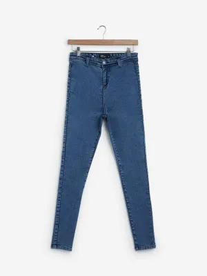 Nuon Blue Skinny Cut High-Waist Acid-Wash Jeans