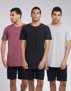 Pique Tee 3 Pack Grey, Burgundy & Black