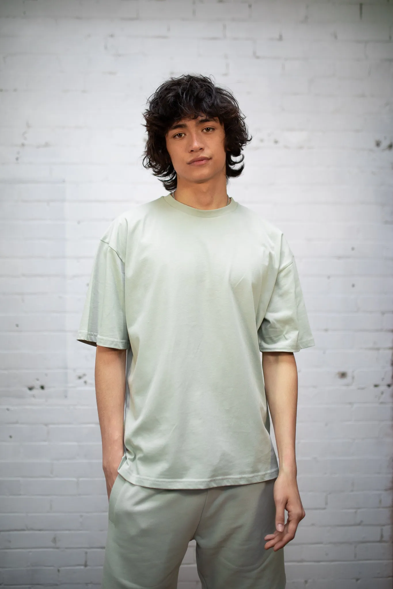 Plant Dyed Organic Oversized Tee in Olive Green