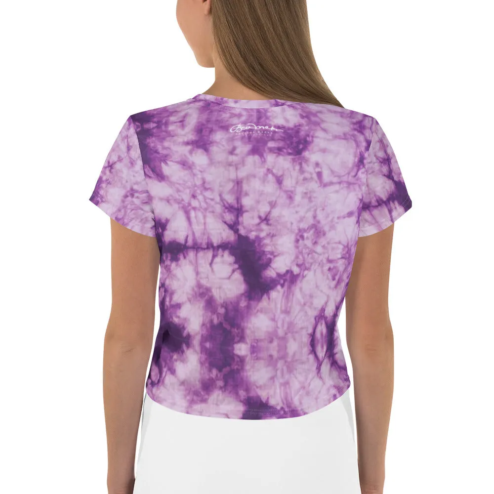 Purple Tie Dye Print Crop Tee