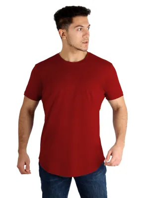 Raw Edged Basic Cotton T-shirt Men - Wine