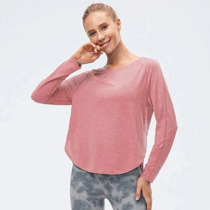 Round Neck Long Sleeve Active Top