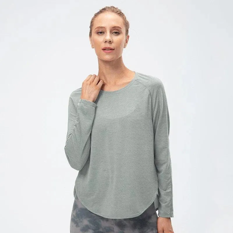 Round Neck Long Sleeve Active Top