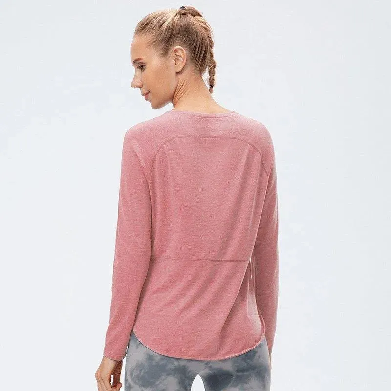 Round Neck Long Sleeve Active Top