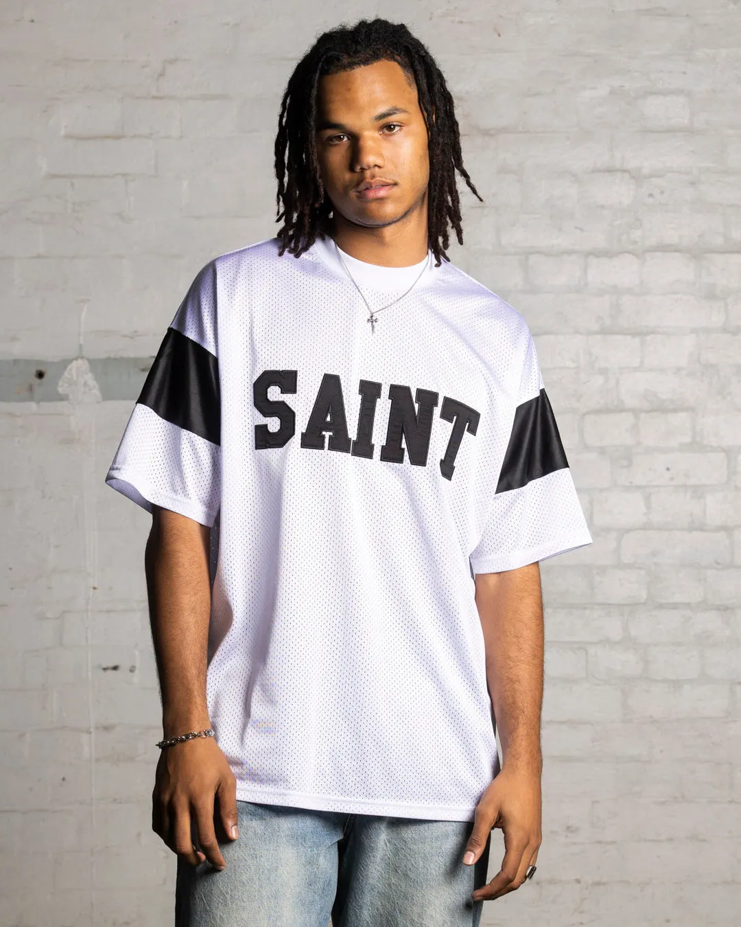 Saint Morta Union Mesh Boxy T-Shirt White/Black