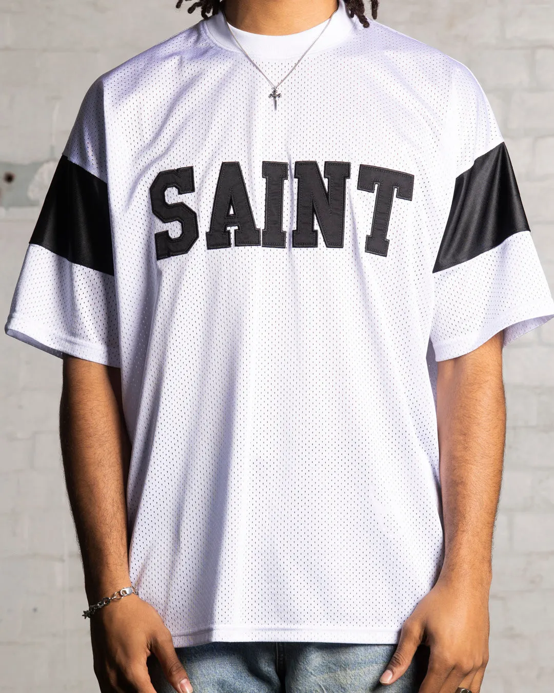 Saint Morta Union Mesh Boxy T-Shirt White/Black