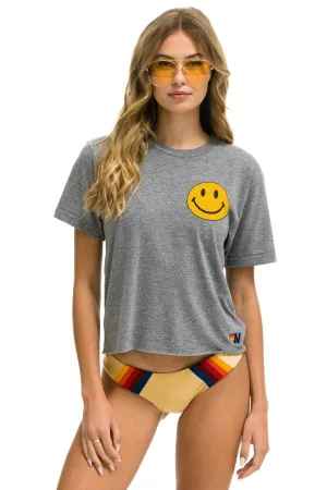 SMILEY 2 BOYFRIEND TEE - HEATHER