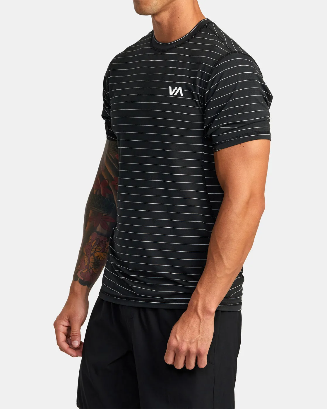 Sport Vent Stripe Technical Short Sleeve Top - Black