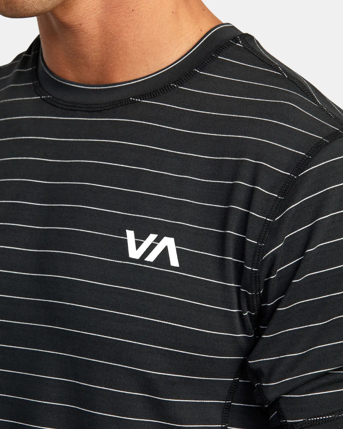 Sport Vent Stripe Technical Short Sleeve Top - Black