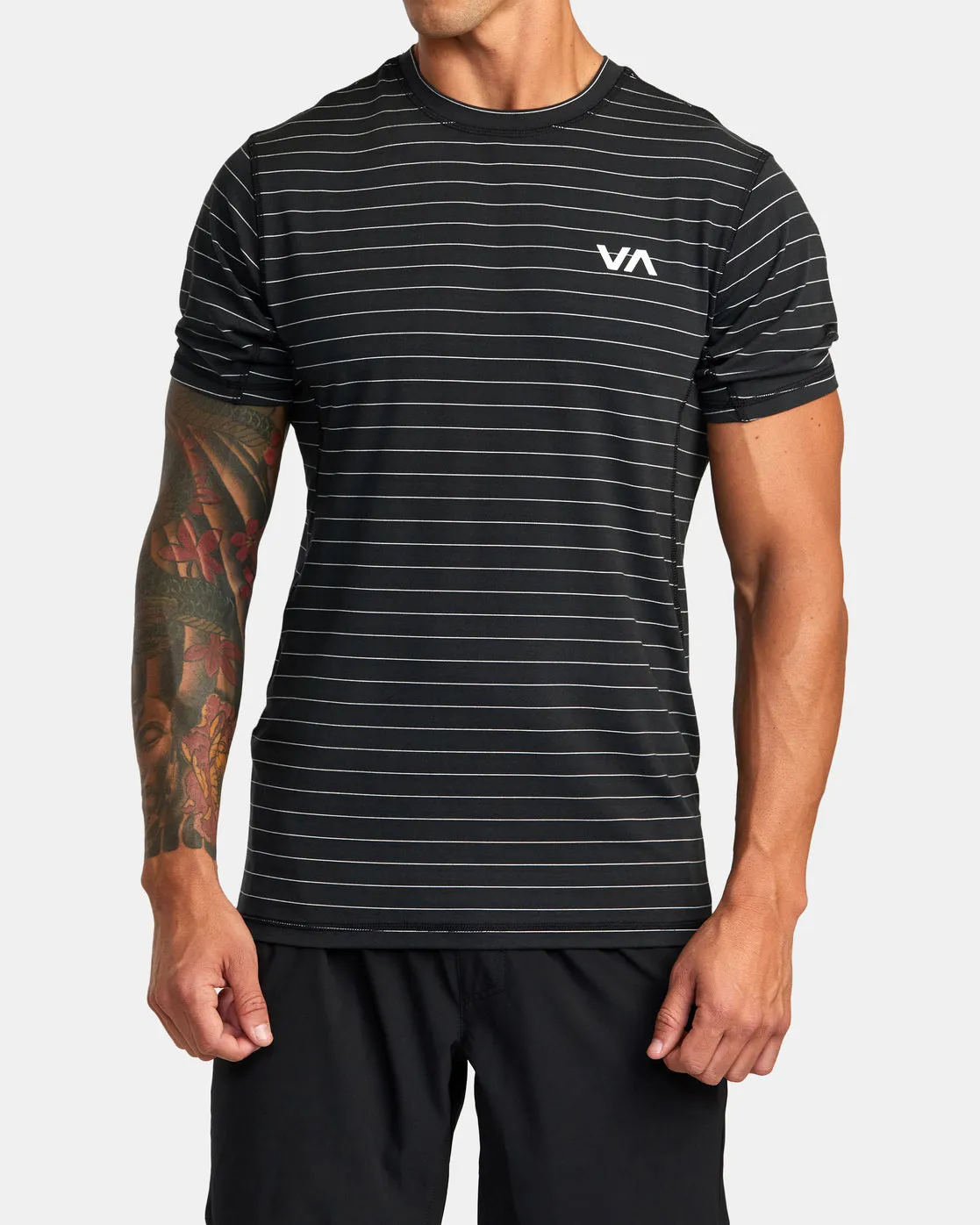 Sport Vent Stripe Technical Short Sleeve Top - Black