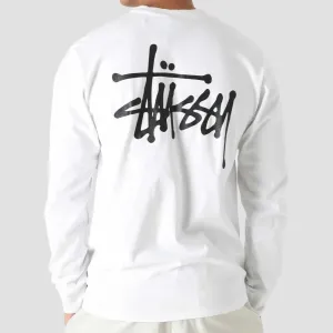 Stussy Basic Logo Long Sleeve Tee White