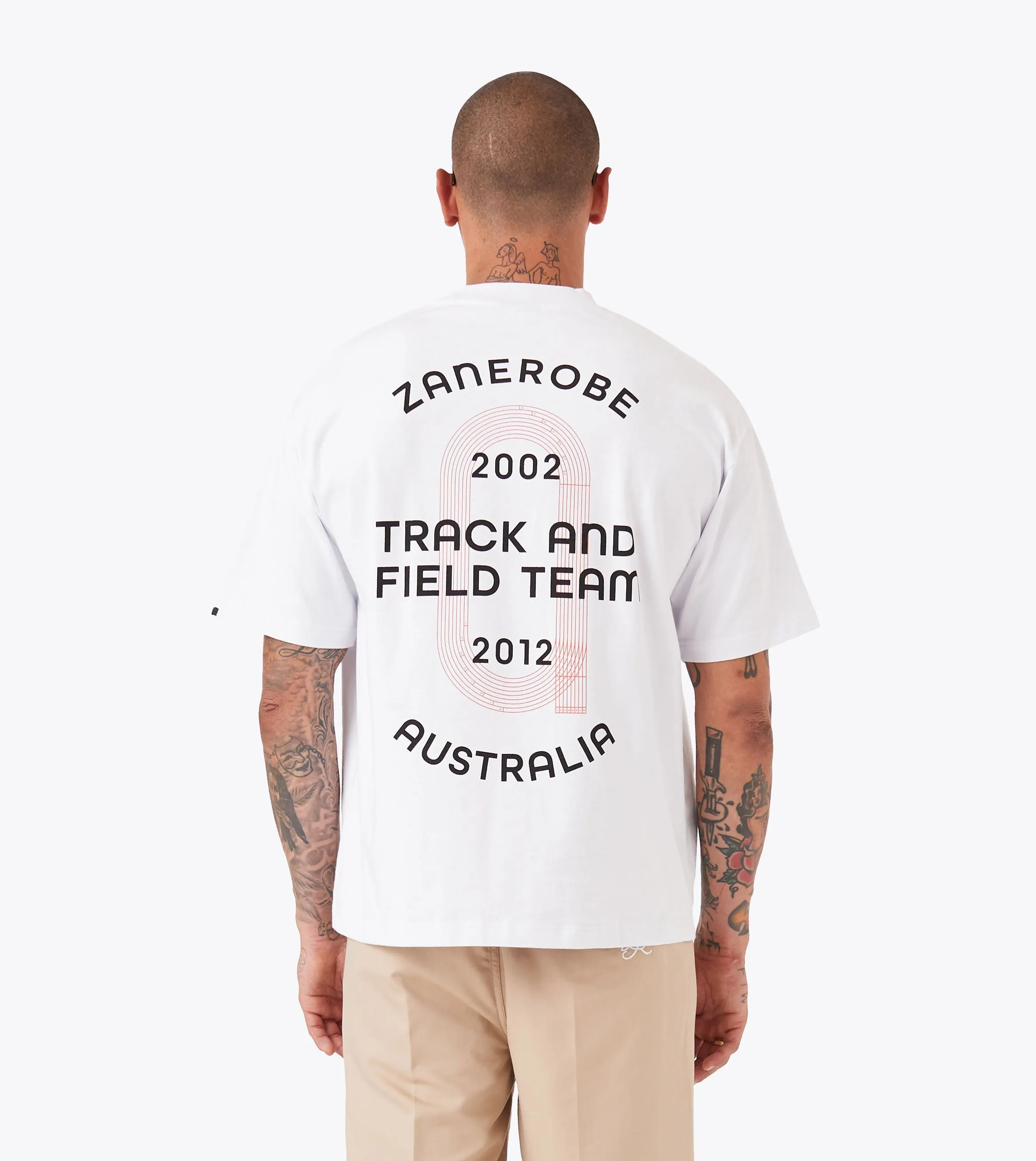 Track Team Box Crop Tee White