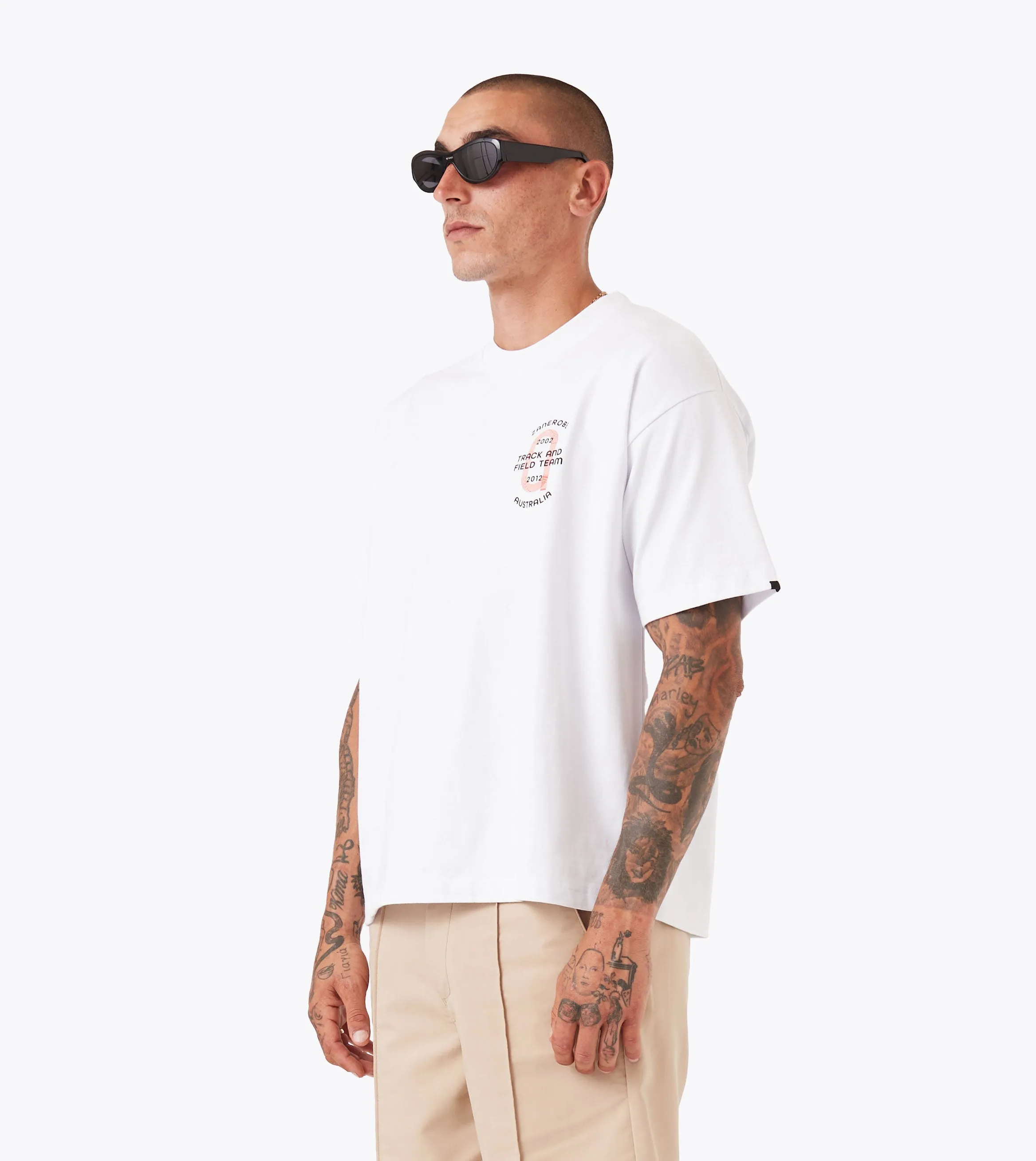 Track Team Box Crop Tee White