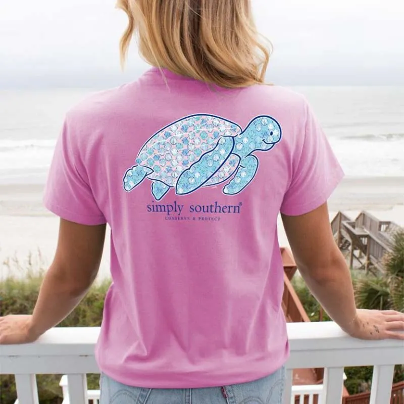 Turtle Tracking Preppy Print Short Sleeve T-Shirt