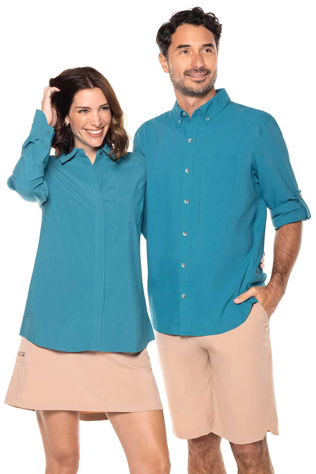 Women's Amara Smart Shirt  |  Tahitian Teal Shadow Stripe