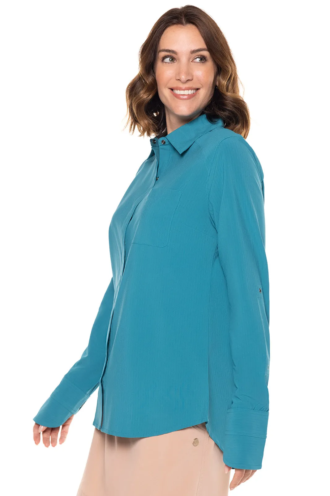 Women's Amara Smart Shirt  |  Tahitian Teal Shadow Stripe