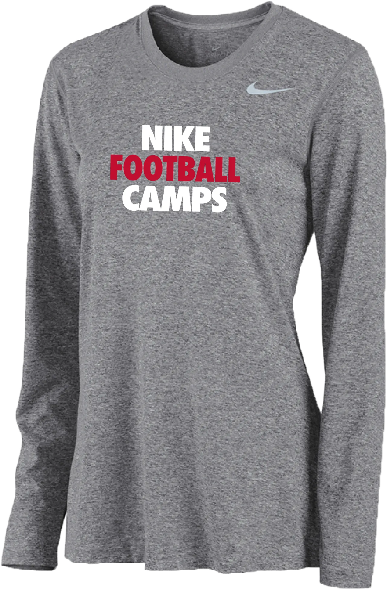 Womens Nike Football Camps Long Sleeve Dri-Fit Tee - Carbon Heather